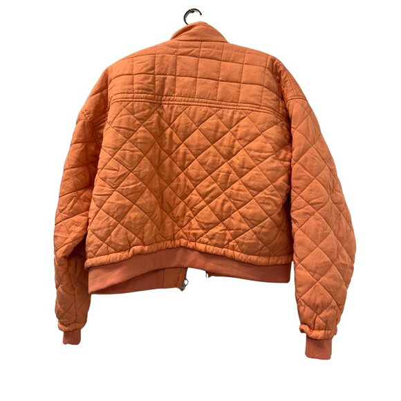 BLANK NYC Quilted Puffer Sunset Orange Y2K Bomber Pastel 90s Winter Jacket - Picture 2 of 8